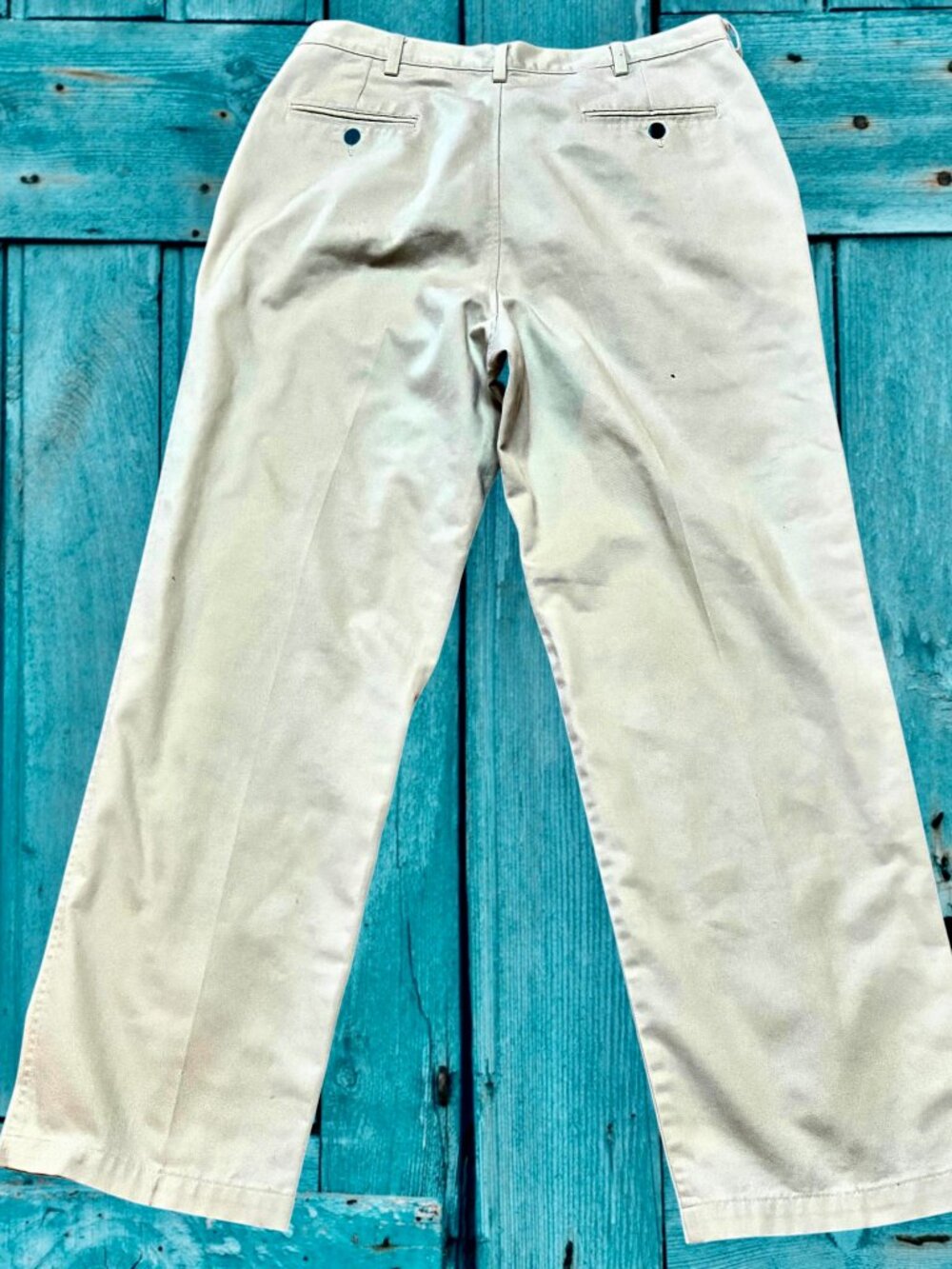 Haggar Cotton Dress Pants Pleated Oatmeal Mens 36/32